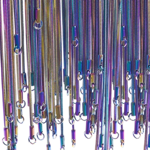 Collana a Catena a Serpente Quadrata in Acciaio Inossidabile Cangiante Gioielli da Collo Metallici Colorati Arcobaleno