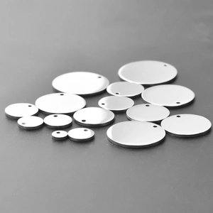 Multiple sizes of polished stainless steel round blank charms for jewelry making DIY