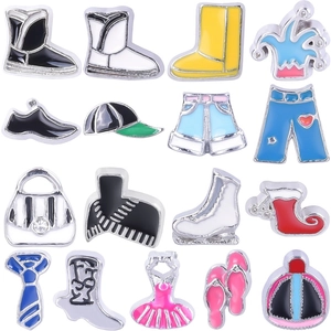 Fashion Alloy Enamel Floating Charms Clothes Shoes Bag Theme Mini Pendant For DIY Locket Jewelry Making Accessories For Women