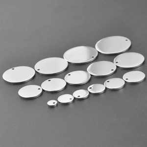 Polished stainless steel round and oval blank tags for jewelry DIY in various sizes