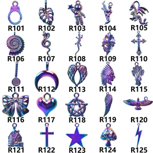 Various colorful vacuum-plated stainless steel charms for DIY jewelry making and crafts