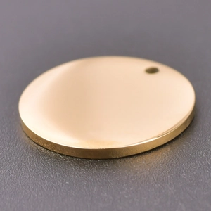 Polished mirror finish gold stainless steel round charm with pre-drilled hole for DIY jewelry