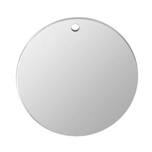 Polished silver stainless steel round tag pendant with hole for DIY jewelry making
