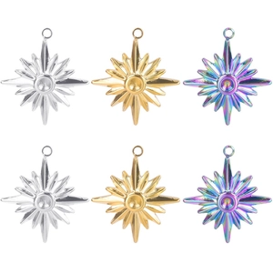Pendentif Étoile en Acier Inoxydable Pour Fabrication de Bijoux DIY Or Argent Arc en Ciel Charme Étoile à Huit Pointes