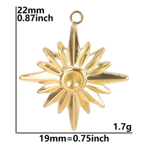 Dimensions détaillées du pendentif étoile dorée montrant la hauteur 22mm et la largeur 19mm