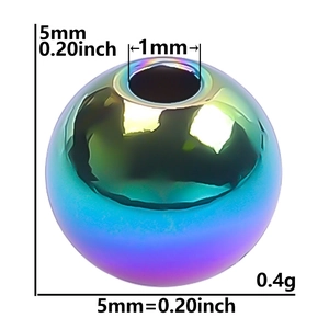 Detailed view of 5mm colorful vacuum plated stainless steel spacer beads for DIY jewelry