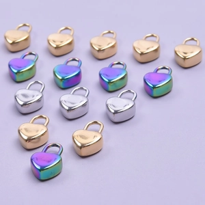Herzförmige Vorhängeschlösser in Gold, Silber und Regenbogenfarben für Schmuckzubehör