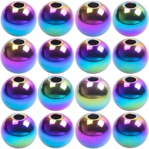 Set of 16 colorful rainbow vacuum-plated stainless steel spacer beads for DIY jewelry making