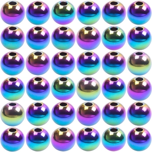 Iridescent Stainless Steel Round Spacer Beads Vacuum Plated DIY Jewelry Making Findings Crafting Accessories For Bracelet Necklace Making
