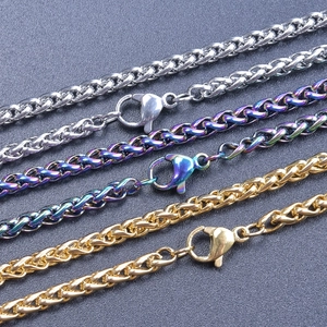 Stainless Steel Wheat Chain Necklace Gold Silver Rainbow Spiga Link Jewelry Men Women Daily Minimalist Fashion Accessory