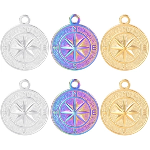 Collana con Ciondolo a Rosa dei Venti in Acciaio Inossidabile Vintage Stella a Otto Punte Gioielli Nautici Uomo Donna