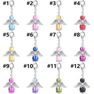Set of 12 colorful DIY angel wing pendants with lobster clasp for party favors