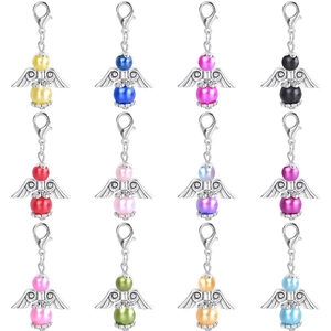 Guardian Angel Wings Charm Pendant With Faux Artificial Pearl Lobster Clasp For Wedding Party Favors DIY Jewelry Accessory Gift