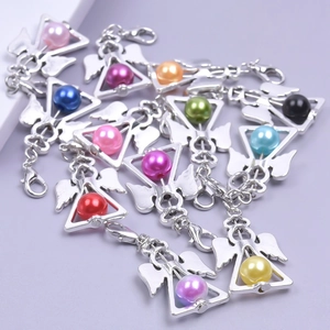 Colorful angel wing charms with faux pearls and lobster clasps for gift souvenirs