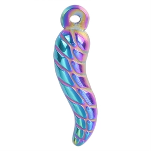 Rainbow iridescent 18K stainless steel chili pepper pendant for DIY jewelry making