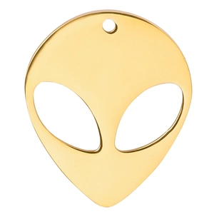 Polished 18K gold stainless steel alien head pendant for DIY jewelry necklace