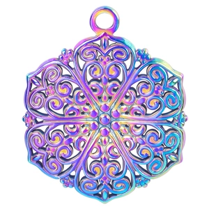 Regenboogkleurige roestvrijstalen mandala hanger met opengewerkt bloemenontwerp