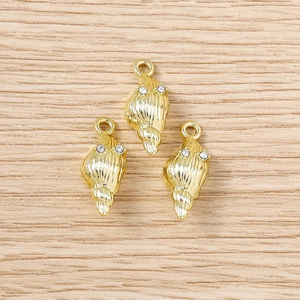 Pendentifs coquillage minimalistes plaqués or 18 carats avec strass pour création bijoux