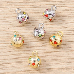 Bunter Strass Rundball Kugel Anhänger Zinklegierung Galvanisierter Mehrfarbiger Ball Für Armband Halskette Schlüsselanhänger DIY
