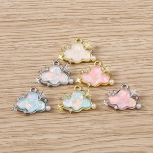 Dreamy rhinestone cloud pendants in pastel colors with stars and pearls for jewelry making