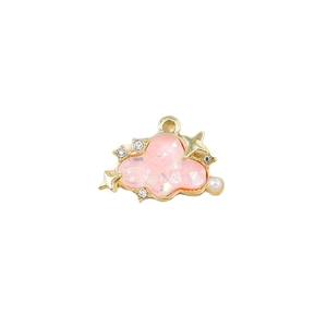 Pink glitter dream cloud pendant with rhinestone stars and pearl for jewelry making