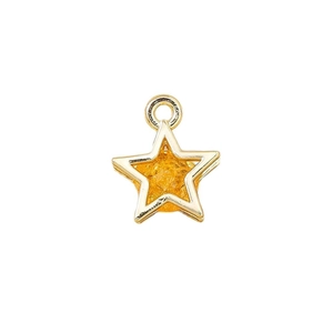 Minimalist gold star pendant with amber yellow resin for DIY jewelry making