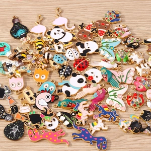 Assorted colorful enamel animal charms for DIY bracelets with panda and dinosaur motifs
