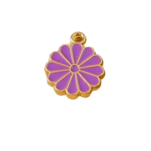 Pendentifs fleurs de marguerite violets et dorés pour la fabrication de bijoux DIY