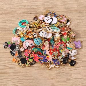 Pack of 10 mixed animal enamel charms including pandas and bees for DIY jewelry making