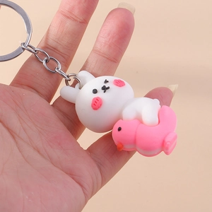 Süßer 3D Cartoon Hase Ente Harz Schlüsselanhänger Mode Tier Taschenanhänger Charm Für Damen Mädchen Geschenk Schlüsselring Zubehör