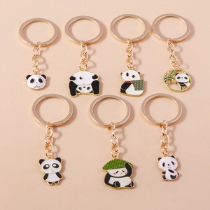 Süßer Chinesischer Stil Großer Panda Schlüsselanhänger Metalllegierung Emaille Cartoon Tier Schlüsselring Für Rucksack Anhänger