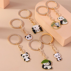 6er-Set niedliche Panda-Schlüsselanhänger mit verschiedenen Posen für die Tasche