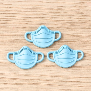 Set of 10 light blue mask-shaped resin charms for DIY jewelry making earrings and necklaces