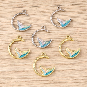Pendentifs baroques en forme de lune et queue de poisson en or et argent pour bijoux