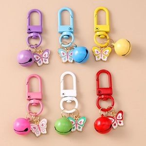 Colorful Butterfly Bell Keychain Zinc Alloy Enamel Drip Oil Animal Bag Charm For Women Girls Backpack Pendant Decoration