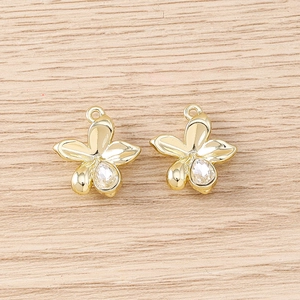 Pendentif fleur dorée avec pierre précieuse et fermoir pour bijoux DIY