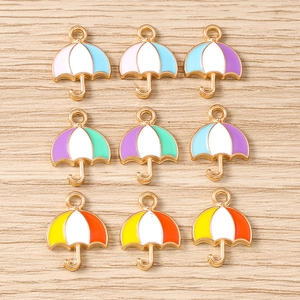 Set di 9 ciondoli a forma di ombrello in smalto colorato per gioielli fai-da-te