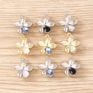 Pendentifs fleurs en strass dorés et argentés avec cristaux colorés pour bijoux