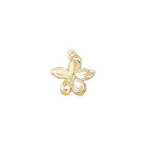 Pendentif fleur dorée avec zircon goutte et anneau pour la création de bijoux DIY, 5 pièces