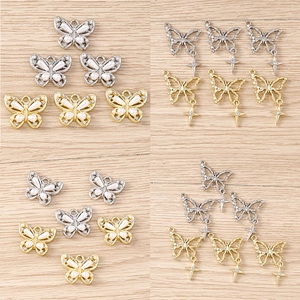 Butterfly Charms Zinc Alloy Imitation Artificial Pearl Rhinestone Pendants For DIY Necklace Bracelet Keychain Jewelry Making Accessories