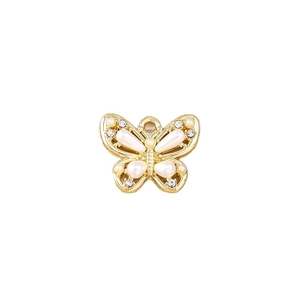 Exquisite golden butterfly pendant with pearls and rhinestones for DIY jewelry making