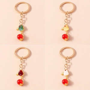 Fashion Cute Simulated Jade Rabbit Lantern Keychain Chinese Style Resin Animal Bag Pendant Key Ring For Women Girls Jewelry