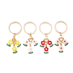 Lot de porte-clés fleurs tendance avec pendentifs floraux jaunes, blancs, rouges et roses