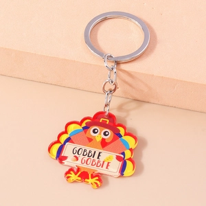 Nahaufnahme von Thanksgiving Truthahn Acryl Schlüsselanhänger mit Gobble Gobble Motiv