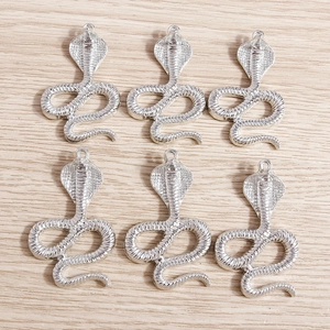 Set of six silver snake charms with detailed scales for bracelets and necklaces