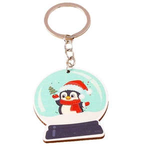 Porte-clés pingouin de Noël créatif avec flocons de neige et bonnet de fête rouge