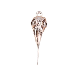 Gothic vintage silver bird skull pendants with loops for Halloween jewelry making