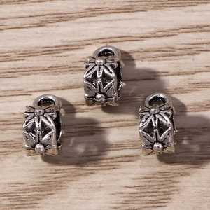 Vintage silver metal flower spacer beads with star pattern for DIY jewelry making