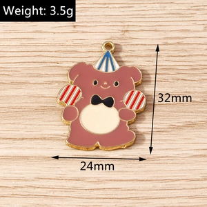 Cartoon Bär Anhänger 32mm x 24mm zeigt präzise Maße und leichtes Gewicht für DIY