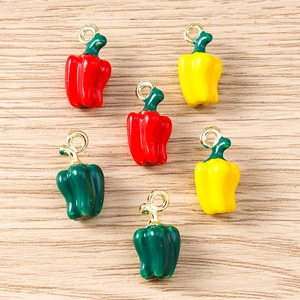 Set of colorful bell pepper pendants in red yellow and green for DIY jewelry making